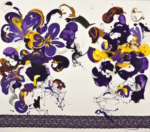 FÜSUN ÇAĞLAYAN — “menekşe rast”, 2012 "menekşe rast" eseri FÜSUN ÇAĞLAYAN tarafından 2012 yılında 150x170 cm ölçülerinde Tuval üzeri akrilik boya tekniği ile yapılmıştır.
