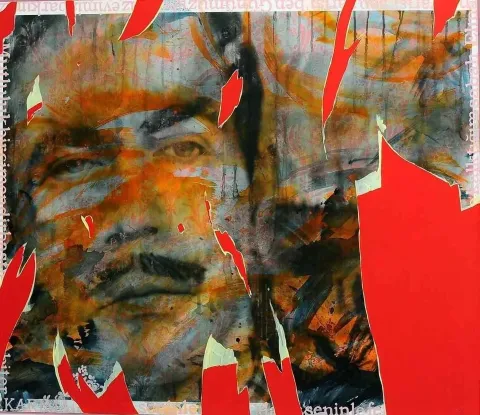 "isimsiz" eseri GÜLVELİ KAYA tarafından 2010 yılında 120x150 cm ölçülerinde Tuval üzeri akrilik boya tekniği ile yapılmıştır.
