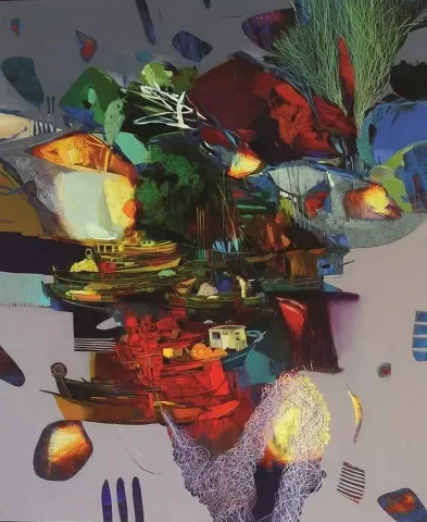 "isimsiz" eseri HAKAN ESMER tarafından 2012 yılında 140x116 cm ölçülerinde Tuval üzeri yağlı boya tekniği ile yapılmıştır.