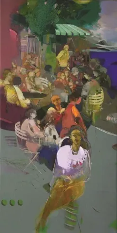 "isimsiz" eseri HAKAN ESMER tarafından 2012 yılında 80x40 cm ölçülerinde Tuval üzeri yağlı boya tekniği ile yapılmıştır.