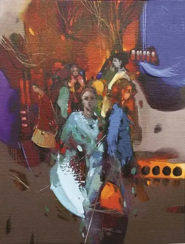"isimsiz" eseri HAKAN ESMER tarafından 2012 yılında 36x28 cm ölçülerinde Tuval üzeri yağlı boya tekniği ile yapılmıştır.