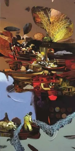 "isimsiz" eseri HAKAN ESMER tarafından 2012 yılında 110x50 cm ölçülerinde Tuval üzeri yağlı boya tekniği ile yapılmıştır.