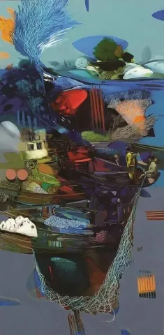 "isimsiz" eseri HAKAN ESMER tarafından 2012 yılında 110x50 cm ölçülerinde Tuval üzeri yağlı boya tekniği ile yapılmıştır.