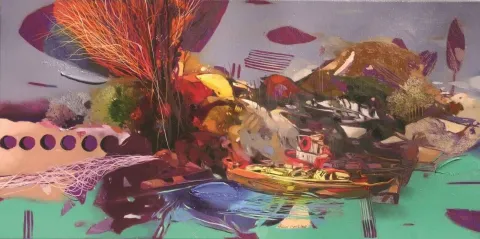 "isimsiz" eseri HAKAN ESMER tarafından 2012 yılında 40x80 cm ölçülerinde Tuval üzeri yağlı boya tekniği ile yapılmıştır.