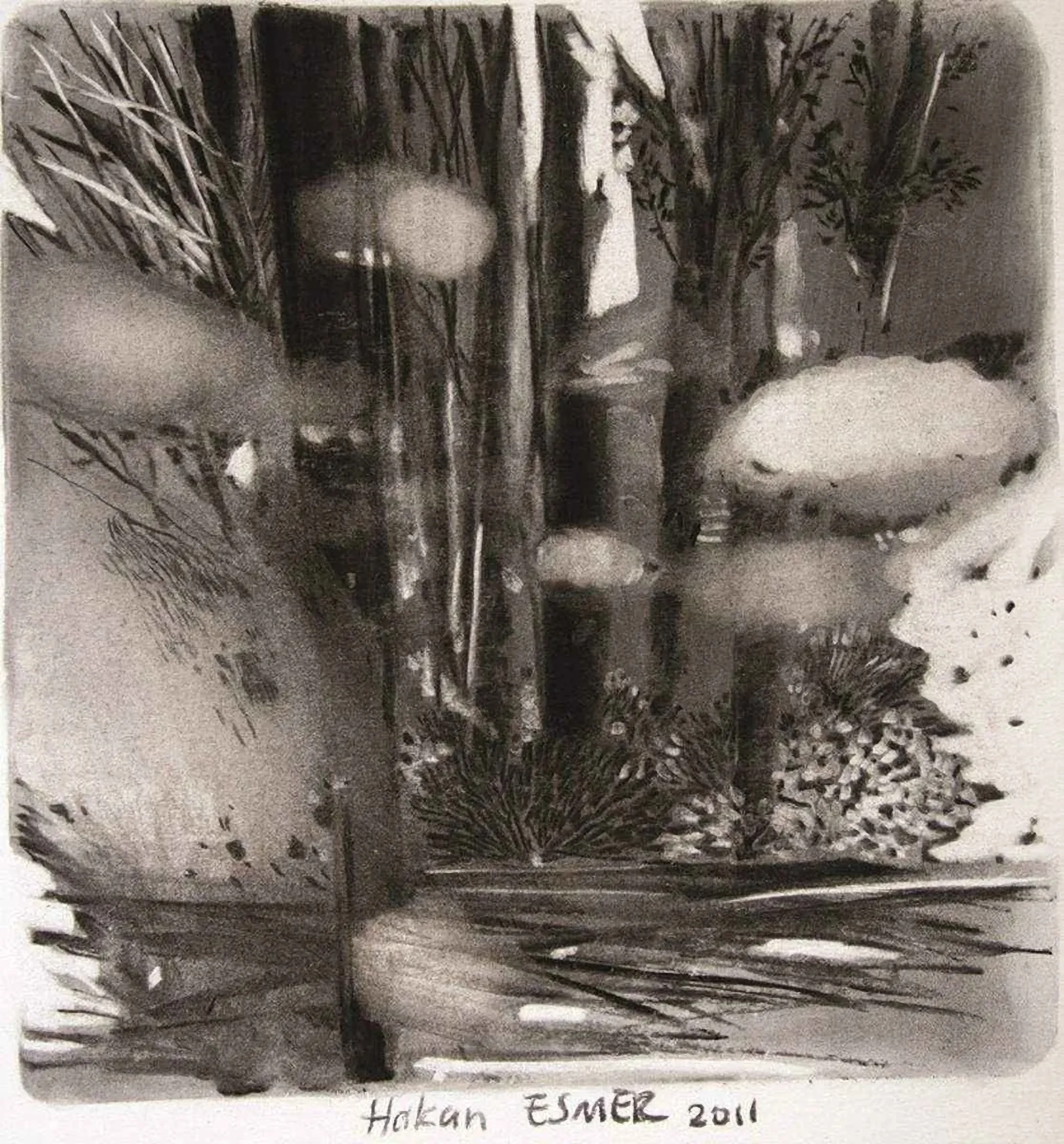 "isimsiz" eseri HAKAN ESMER tarafından 2011 yılında 21x21 cm ölçülerinde Tuval üzeri yağlı boya tekniği ile yapılmıştır.