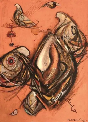 "isimsiz" eseri HALİL COŞKUN tarafından 2011 yılında 150x120 cm ölçülerinde Tuval üzeri yağlı boya tekniği ile yapılmıştır.