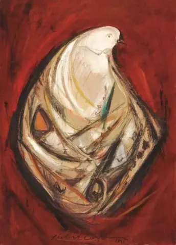 "isimsiz" eseri HALİL COŞKUN tarafından 2011 yılında 90x80 cm ölçülerinde Kağıt üzeri yağlı boya tekniği ile yapılmıştır.