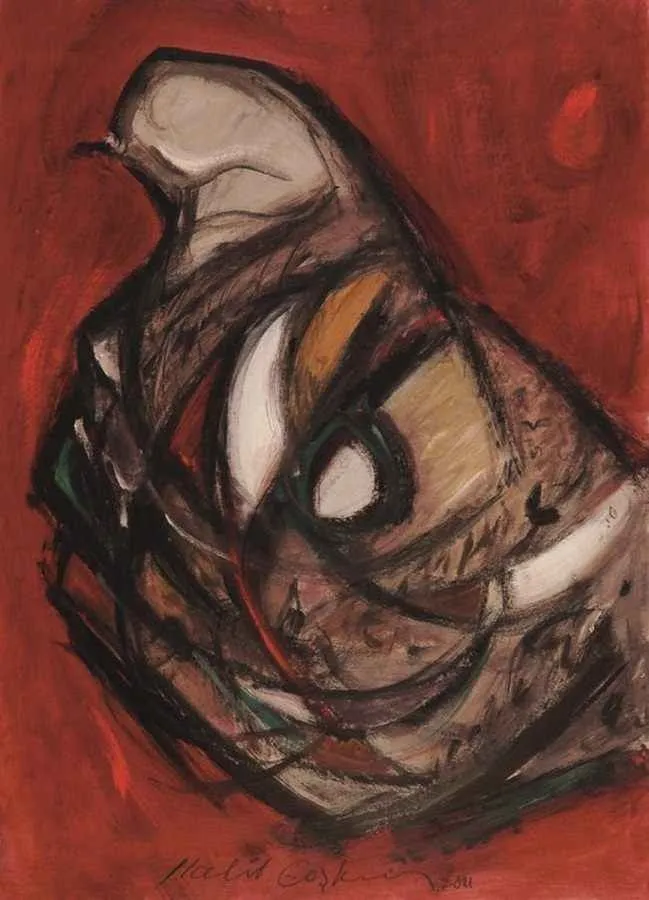 "isimsiz" eseri HALİL COŞKUN tarafından 2011 yılında 110x120 cm ölçülerinde Kağıt üzeri yağlı boya tekniği ile yapılmıştır.