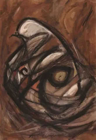 "isimsiz" eseri HALİL COŞKUN tarafından 2011 yılında 70x50 cm ölçülerinde Kağıt üzeri yağlı boya tekniği ile yapılmıştır.
