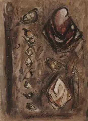 HALİL COŞKUN — “isimsiz”, 2011 "isimsiz" eseri HALİL COŞKUN tarafından 2011 yılında 70x50 cm ölçülerinde Kağıt üzeri yağlı boya tekniği ile yapılmıştır.