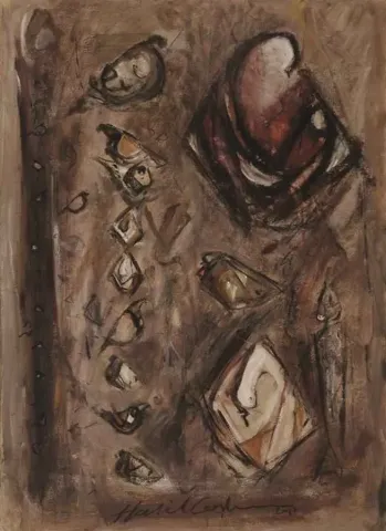 "isimsiz" eseri HALİL COŞKUN tarafından 2011 yılında 70x50 cm ölçülerinde Kağıt üzeri yağlı boya tekniği ile yapılmıştır.