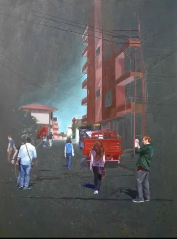 "İsimsiz" eseri ZAFER MALKOÇ tarafından 2012 yılında 120x90 cm ölçülerinde Tuval üzeri yağlı boya tekniği ile yapılmıştır.