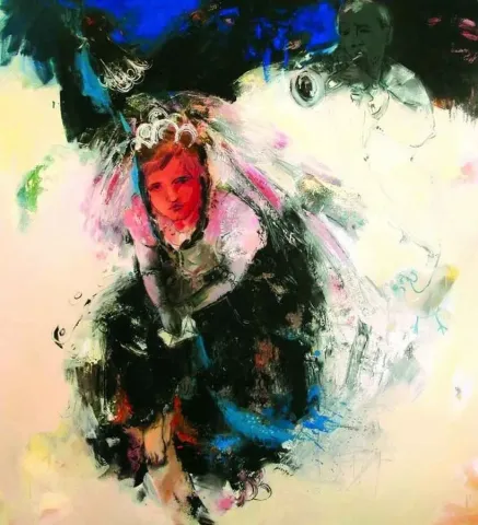 "Ünzile" eseri PERUZE HAMURCU tarafından 2011 yılında 120x110 cm ölçülerinde Tuval üzeri yağlı boya tekniği ile yapılmıştır.