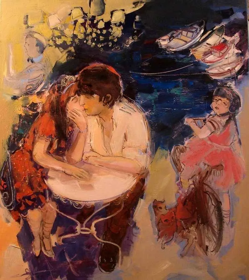 yakınlaştır "Aşk" eseri PERUZE HAMURCU tarafından 2011 yılında 90x80 cm ölçülerinde Tuval üzeri yağlı boya tekniği ile yapılmıştır.