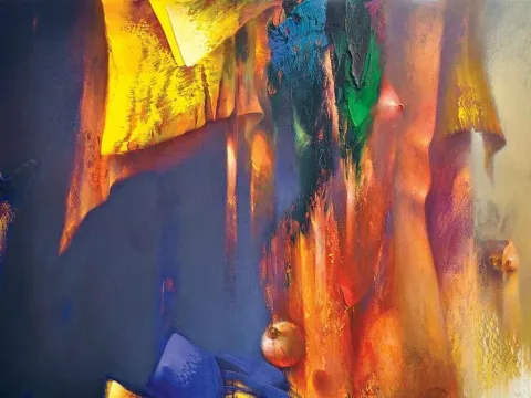"isimsiz seri" eseri SERDAR LEBLEBİCİ tarafından 2011 yılında 90x120 cm ölçülerinde Tuval üzeri yağlı boya tekniği ile yapılmıştır.