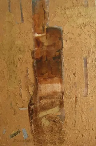 "isimsiz" eseri VEDAT ÖRS tarafından 2012 yılında 150x100 cm ölçülerinde Tuval üzeri karışık teknik tekniği ile yapılmıştır.