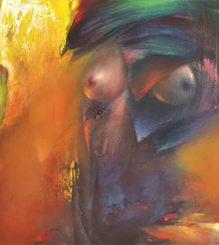 "isimsiz" eseri SERDAR LEBLEBİCİ tarafından 2013 yılında 50x45 cm ölçülerinde Tuval üzeri yağlı boya tekniği ile yapılmıştır.