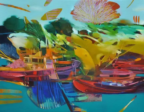 "isimsiz" eseri HAKAN ESMER tarafından 2013 yılında 40x50 cm ölçülerinde Tuval üzeri yağlı boya tekniği ile yapılmıştır.