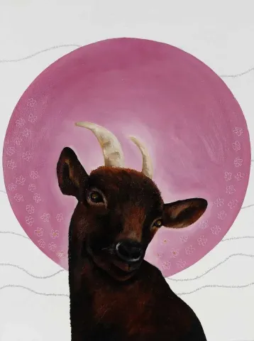 ARZU EŞ — “Hayalperest Keçi”, 2013 "Hayalperest Keçi" eseri ARZU EŞ tarafından 2013 yılında 30x40 cm ölçülerinde Tuval üzeri yağlı boya tekniği ile yapılmıştır.