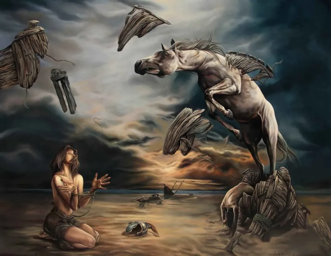 yakınlaştır "Helen ve Briseis (Helen and Briseis)" eseri BEHZAT FEYZULLAH tarafından 2013 yılında 160x200 cm ölçülerinde Tuval üzeri yağlı boya tekniği ile yapılmıştır.