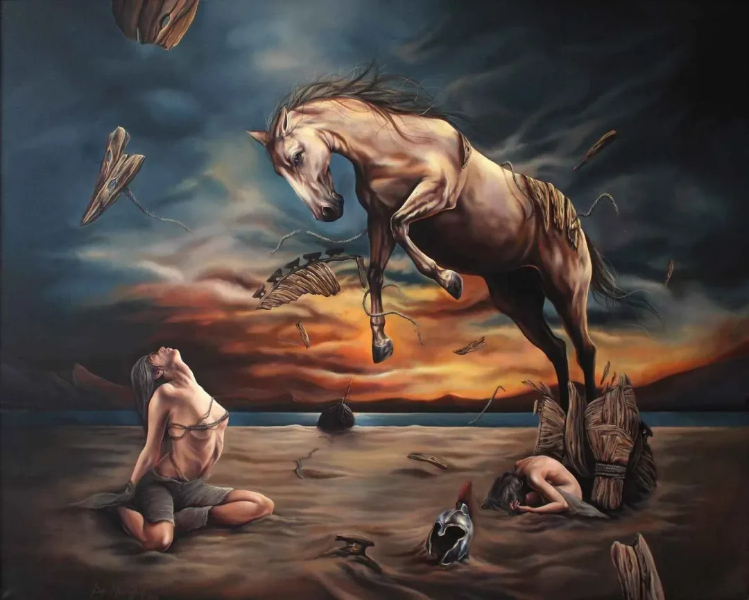 yakınlaştır "Helen ve Briseis-2 (Helen and Briseis)" eseri BEHZAT FEYZULLAH tarafından 2014 yılında 160x200 cm ölçülerinde Tuval üzeri yağlı boya tekniği ile yapılmıştır.