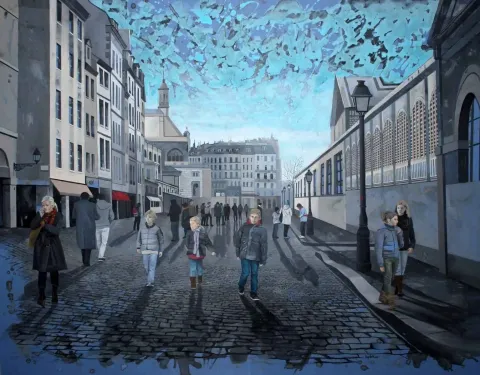 "isimsiz" eseri ÖZGE ÖNER tarafından 2012 yılında 120x150 cm ölçülerinde Tuval üzeri akrilik boya tekniği ile yapılmıştır.