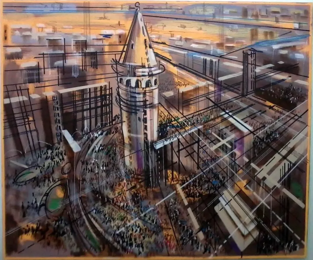 yakınlaştır "Galata" eseri AYHAN ÇETİN tarafından 2012 yılında 120x150 cm ölçülerinde Tuval üzeri karışık teknik tekniği ile yapılmıştır.