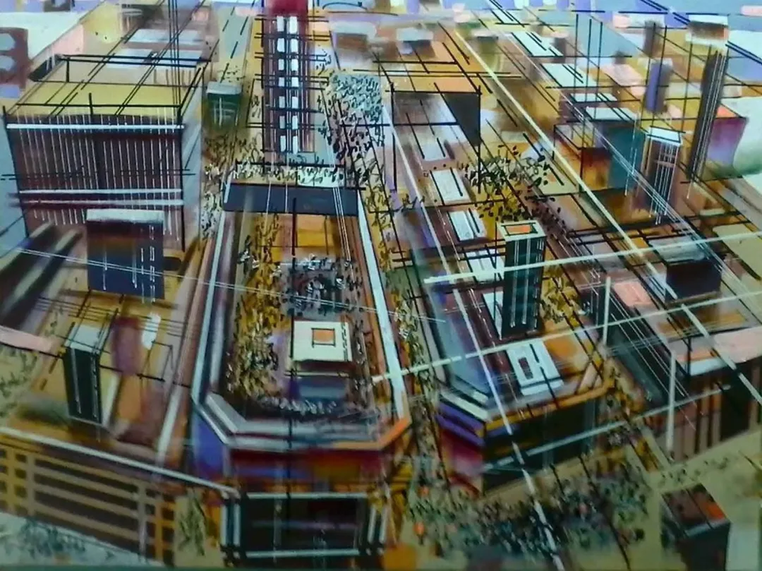 yakınlaştır "Kent" eseri AYHAN ÇETİN tarafından 2013 yılında 90x120 cm ölçülerinde Tuval üzeri karışık teknik tekniği ile yapılmıştır.