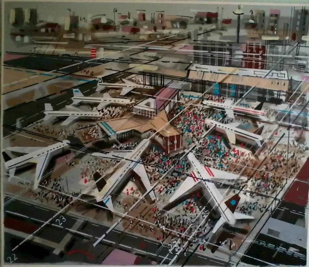 yakınlaştır "Schiphol" eseri AYHAN ÇETİN tarafından 2013 yılında 120x140 cm ölçülerinde Tuval üzeri karışık teknik tekniği ile yapılmıştır.