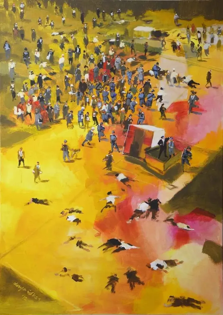 yakınlaştır "Sarı Sayfalar - Bir Ölü Lazım(Jorge Semprun)" eseri DERYA ÜLKER tarafından 2012 yılında 140x100 cm ölçülerinde Tuval üzeri akrilik boya tekniği ile yapılmıştır.
