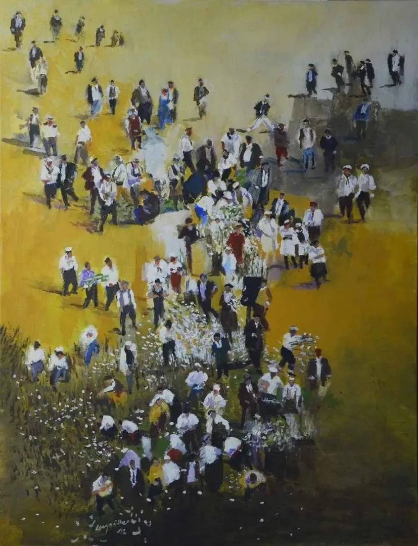 yakınlaştır "Sarı Sayfalar - Çiçekler" eseri DERYA ÜLKER tarafından 2012 yılında 116x89 cm ölçülerinde Tuval üzeri akrilik boya tekniği ile yapılmıştır.