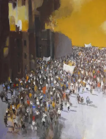 DERYA ÜLKER — “Tefrika”, 2012 "Tefrika" eseri DERYA ÜLKER tarafından 2012 yılında 116x89 cm ölçülerinde Tuval üzeri akrilik boya tekniği ile yapılmıştır.