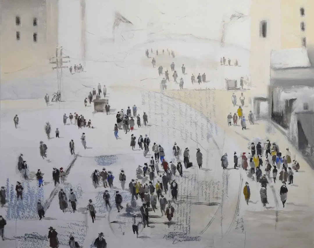 yakınlaştır "Müsvedde" eseri DERYA ÜLKER tarafından 2012 yılında 140x175 cm ölçülerinde Tuval üzeri karışık teknik tekniği ile yapılmıştır.