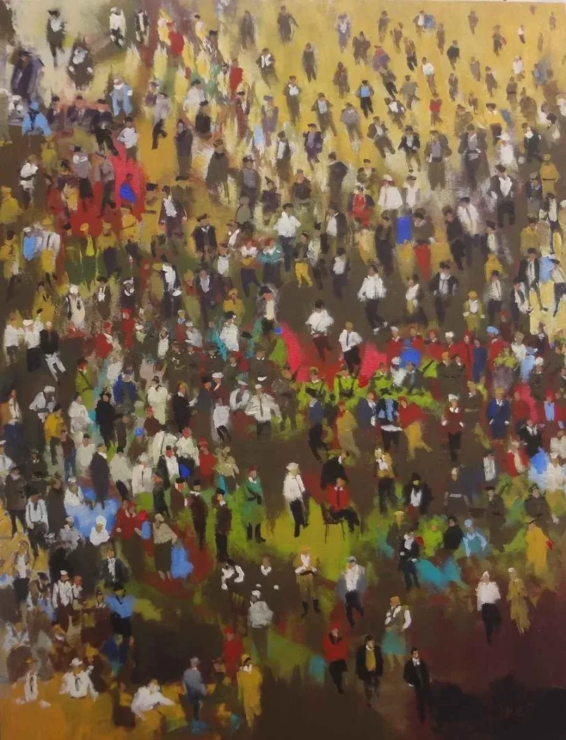 yakınlaştır "Tefrika" eseri DERYA ÜLKER tarafından 2012 yılında 116x89 cm ölçülerinde Tuval üzeri akrilik boya tekniği ile yapılmıştır.