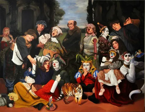 HATİCE BERRAK ÇİÇE — “Tutsaklar”, 2012 "Tutsaklar" eseri HATİCE BERRAK ÇİÇE tarafından 2012 yılında 180x230 cm ölçülerinde Tuval üzeri yağlı boya tekniği ile yapılmıştır.
