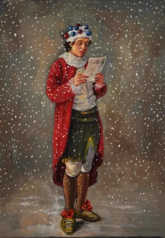 HATİCE BERRAK ÇİÇE — “Sahne Öncesi Gelen Mektup”, 2012 "Sahne Öncesi Gelen Mektup" eseri HATİCE BERRAK ÇİÇE tarafından 2012 yılında 70x50 cm ölçülerinde Tuval üzeri yağlı boya tekniği ile yapılmıştır.