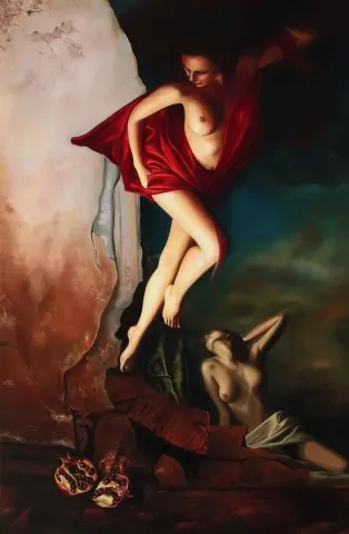 "Persephone ve Demeter" eseri HÜSEYİN FEYZULLAH tarafından 2013 yılında 145x95 cm ölçülerinde Tuval üzeri yağlı boya tekniği ile yapılmıştır.