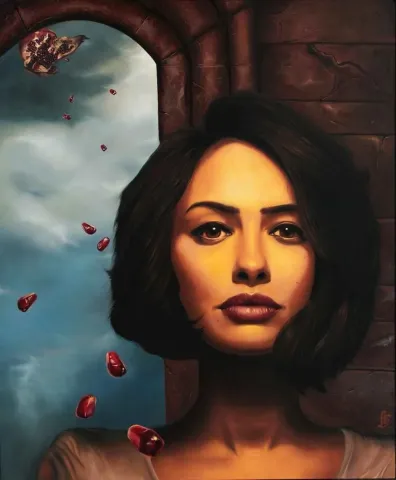 HÜSEYİN FEYZULLAH — “Persephone”, 2013 "Persephone" eseri HÜSEYİN FEYZULLAH tarafından 2013 yılında 145x120 cm ölçülerinde Tuval üzeri yağlı boya tekniği ile yapılmıştır.