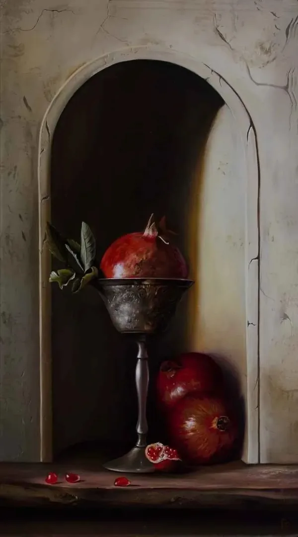 "Narlar" eseri HÜSEYİN FEYZULLAH tarafından 2013 yılında 90x50 cm ölçülerinde Tuval üzeri yağlı boya tekniği ile yapılmıştır.