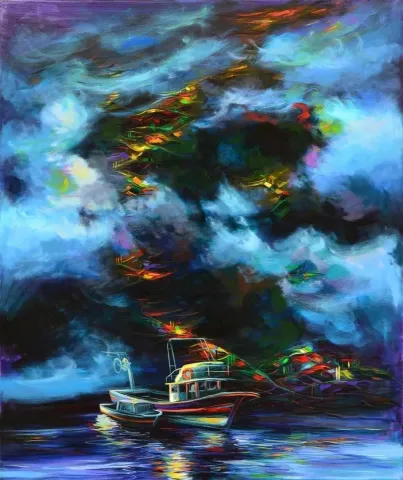"isimsiz" eseri EKREM KUTLU tarafından 2013 yılında 140x116 cm ölçülerinde Tuval üzeri yağlı boya tekniği ile yapılmıştır.