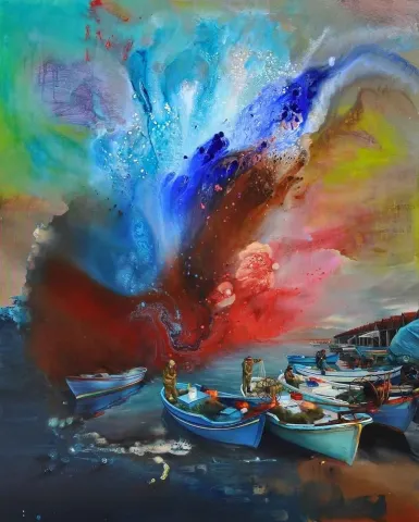 "isimsiz" eseri TURGUT AKARSU tarafından 2013 yılında 140x116 cm ölçülerinde Tuval üzeri yağlı boya tekniği ile yapılmıştır.