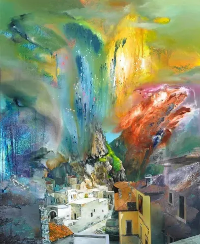 "isimsiz" eseri TURGUT AKARSU tarafından 2013 yılında 140x116 cm ölçülerinde Tuval üzeri yağlı boya tekniği ile yapılmıştır.