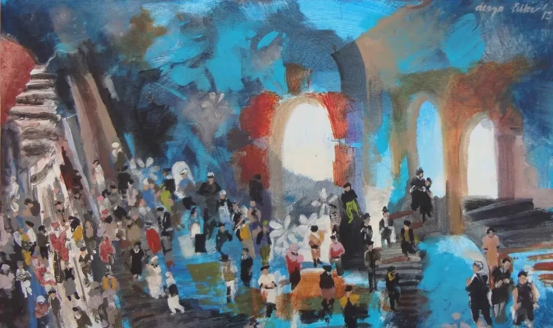 yakınlaştır "İzlenimyorum - Tunus" eseri DERYA ÜLKER tarafından 2013 yılında 30x50 cm ölçülerinde Tuval üzeri akrilik boya tekniği ile yapılmıştır.