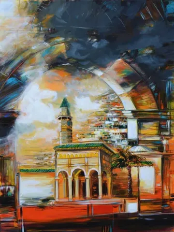 "İzlenimyorum - Tunus" eseri EKREM KUTLU tarafından 2013 yılında 120x90 cm ölçülerinde Tuval üzeri akrilik boya tekniği ile yapılmıştır.