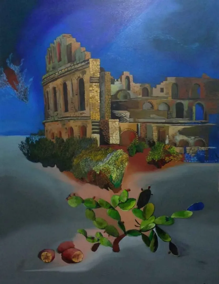 yakınlaştır "İzlenimyorum - Tunus" eseri KORAY ÇAKMAK tarafından 2013 yılında 120x90 cm ölçülerinde Tuval üzeri akrilik boya tekniği ile yapılmıştır.