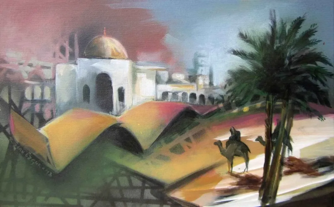 yakınlaştır "İzlenimyorum - Tunus" eseri RIDVAN ÖZGÜR tarafından 2013 yılında 30x50 cm ölçülerinde Tuval üzeri akrilik boya tekniği ile yapılmıştır.