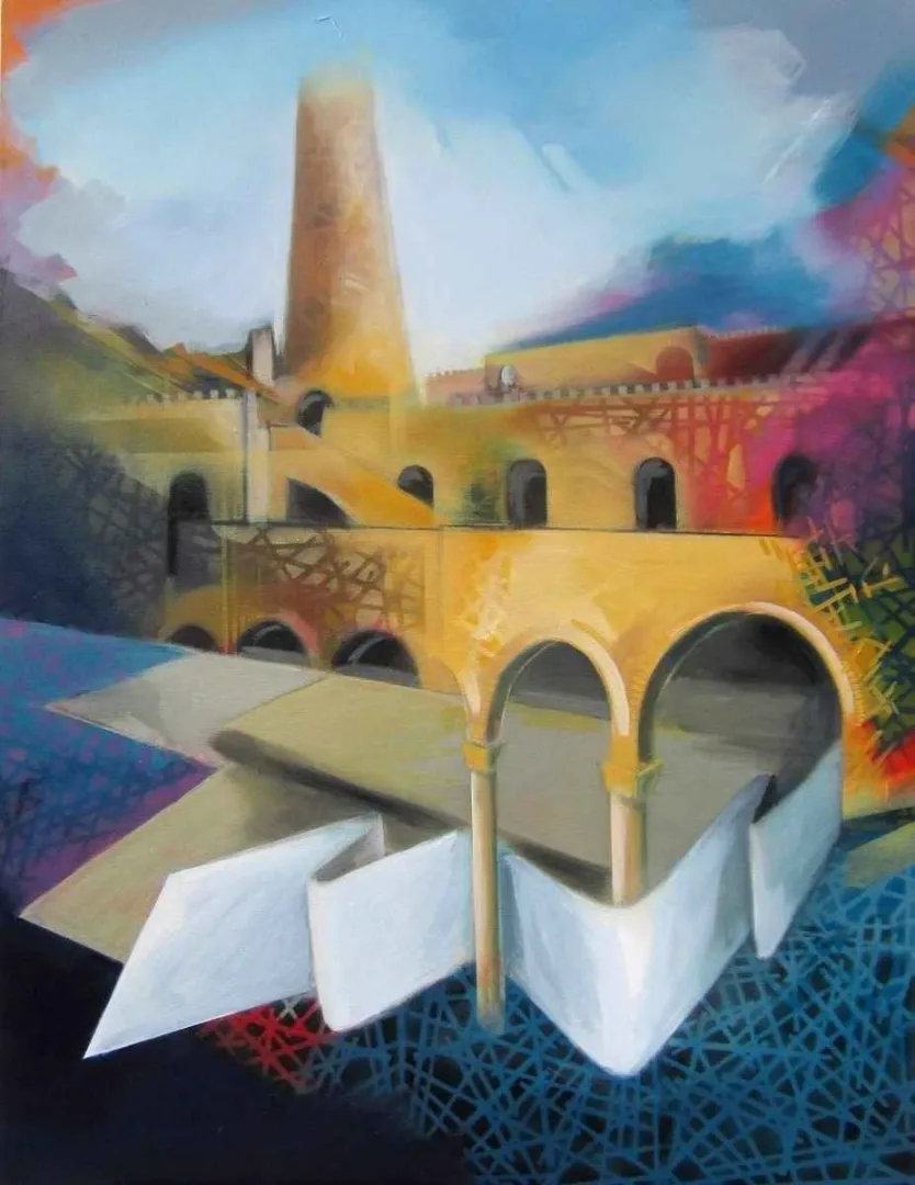 yakınlaştır "İzlenimyorum - Tunus" eseri RIDVAN ÖZGÜR tarafından 2013 yılında 120x90 cm ölçülerinde Tuval üzeri akrilik boya tekniği ile yapılmıştır.