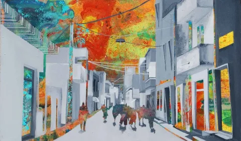 "İzlenimyorum - Tunus" eseri ARDA SELİM tarafından 2013 yılında 30x50 cm ölçülerinde Tuval üzeri akrilik boya tekniği ile yapılmıştır.