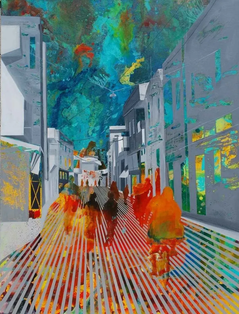 yakınlaştır "İzlenimyorum - Tunus" eseri ARDA SELİM tarafından 2013 yılında 120x90 cm ölçülerinde Tuval üzeri akrilik boya tekniği ile yapılmıştır.
