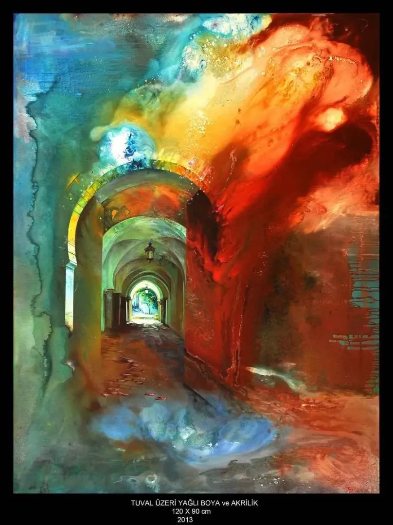 yakınlaştır "İzlenimyorum - Tunus" eseri TURGUT AKARSU tarafından 2013 yılında 120x90 cm ölçülerinde Tuval üzeri akrilik boya tekniği ile yapılmıştır.